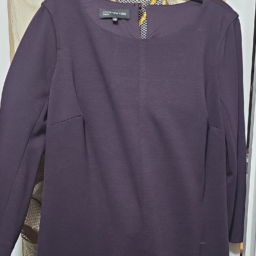 Jones New York Plum Long Sleeve Sheath Dress